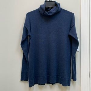 Eileen Fisher Sweater Merino Wool Long Sleeve Turtleneck Oversized Blue size xs